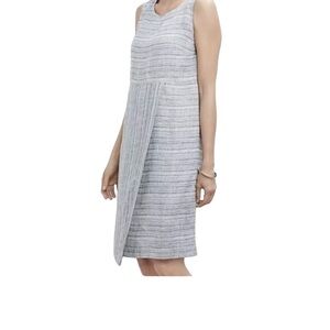 Pure J. Jill Large Linen faux wrap  Sleeveless striped Gray knee length Dress